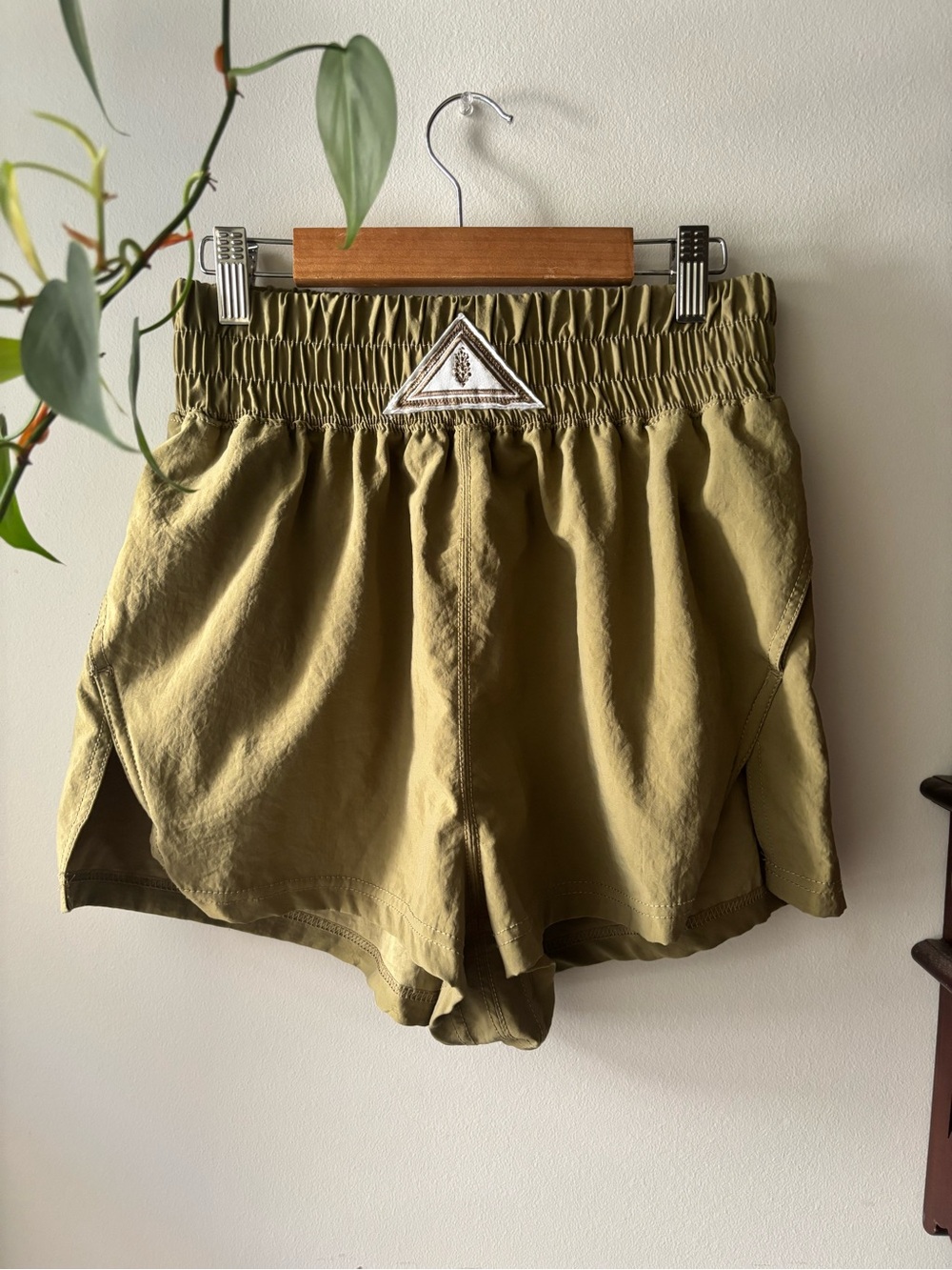 Free People Olive Green Women's Elastic-Waist Athletic Shorts - Picture 3 of 3